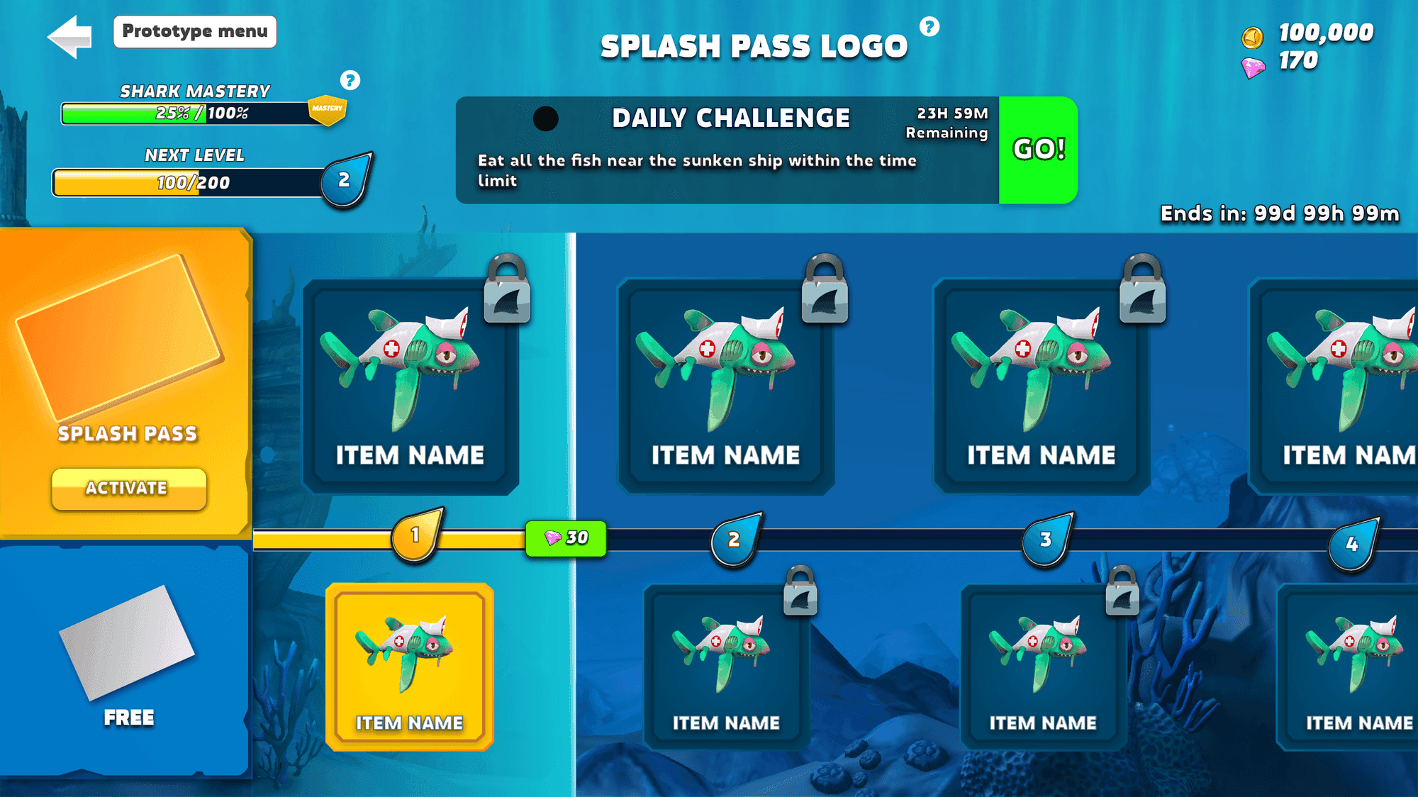 Battle pass wireframe before