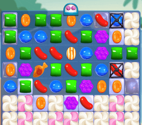 Standard Candy Crush hint system showing optimal match suggestions